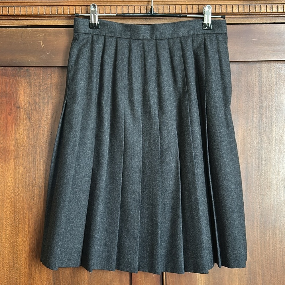90s Gray Wool Pleated Skirt